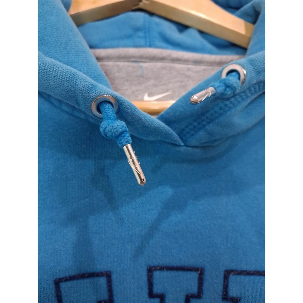 Nike Hoodie Womens XL Blue Spellout Pullover Graphic Sweatshirt Long Sleeve Logo